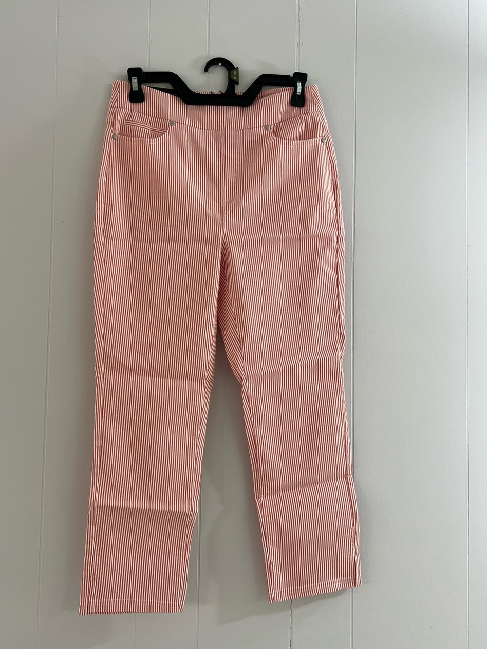 Mario Serrani Pink-White Striped Cropped Jeans #63